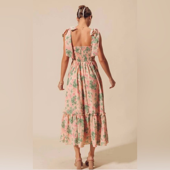 NEW So Me Floral Maxi Dress Small Lace Petal Pink Flowy Tiered Lined Cottage - Picture 6 of 7